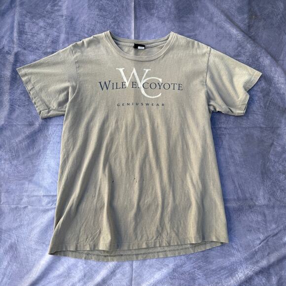Vintage 90's Changes Wile E. Coyote Genius Wear Brown Parody Tee Shirt Sz Large - Picture 4 of 11